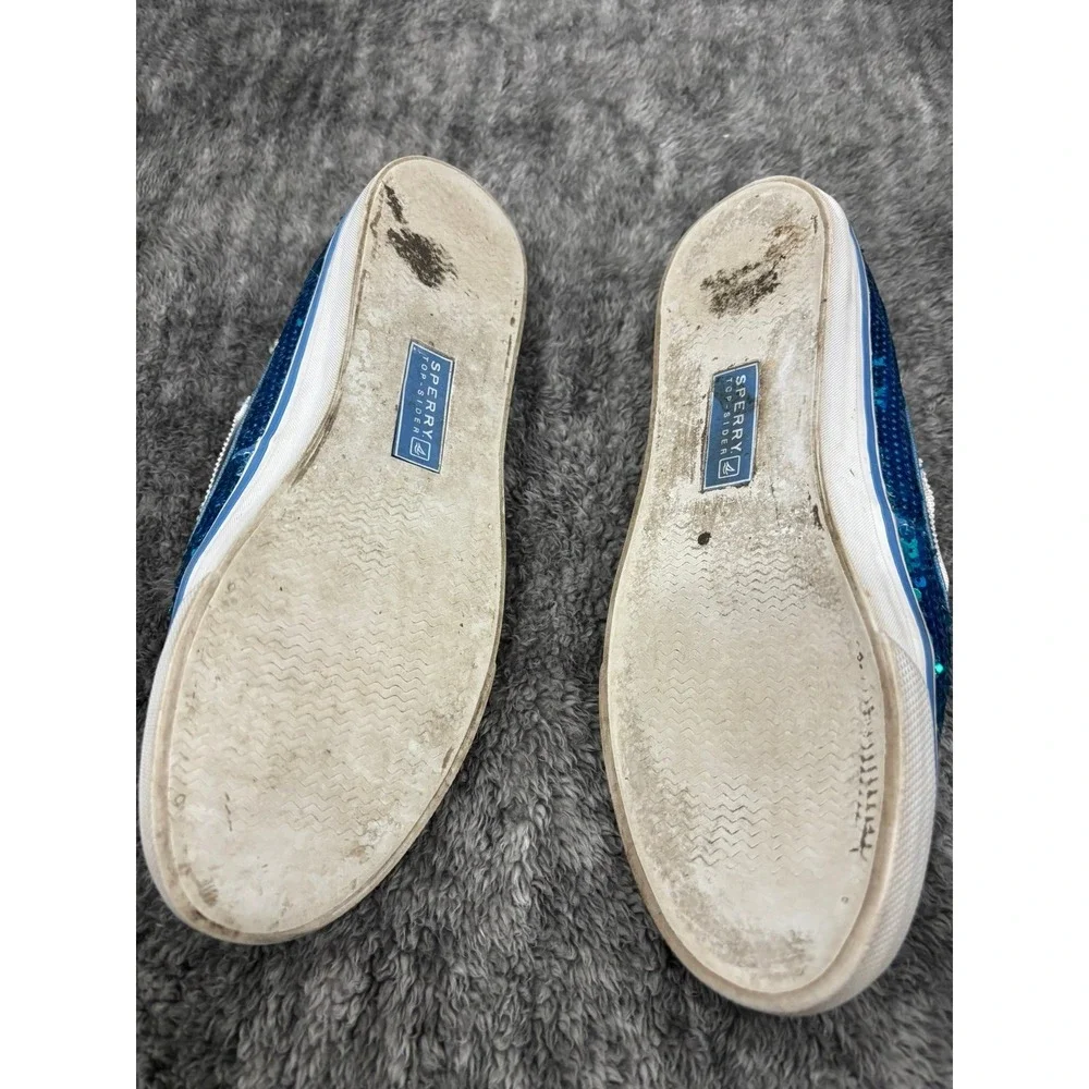 Sperry Top-Sider‎ Blue Sequin Boat Shoes Women 8.5M Coastal Glam